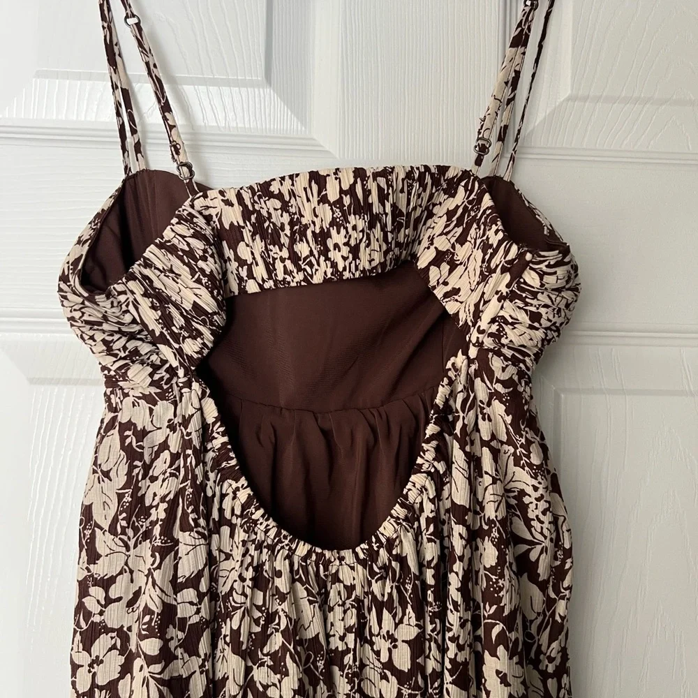 Abercrombie & Fitch Brown and Cream Floral Maxi Dress